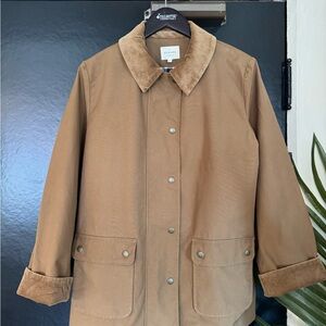 Sézane Tan Utility Jacket with Corduroy Collar